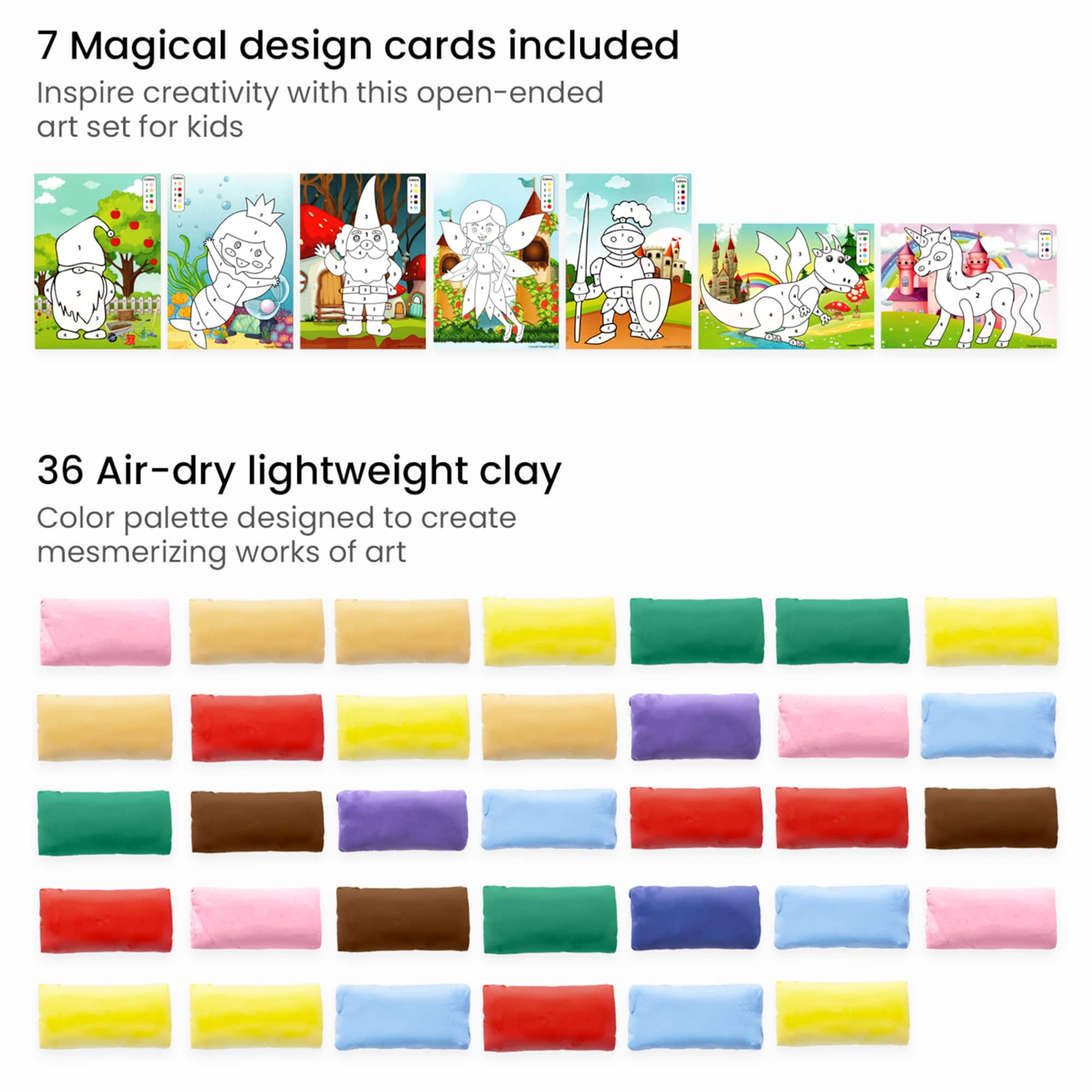 Arteza® Kids Magical Creatures Clay By Numbers Kit, 57 pcs